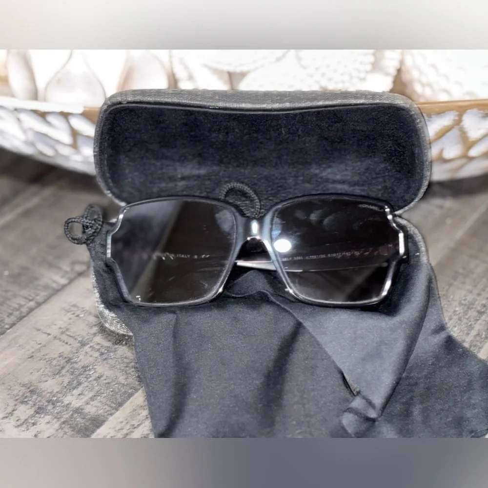 CHANEL Acetate Square CC Sunglasses 5385-A in Black​​​